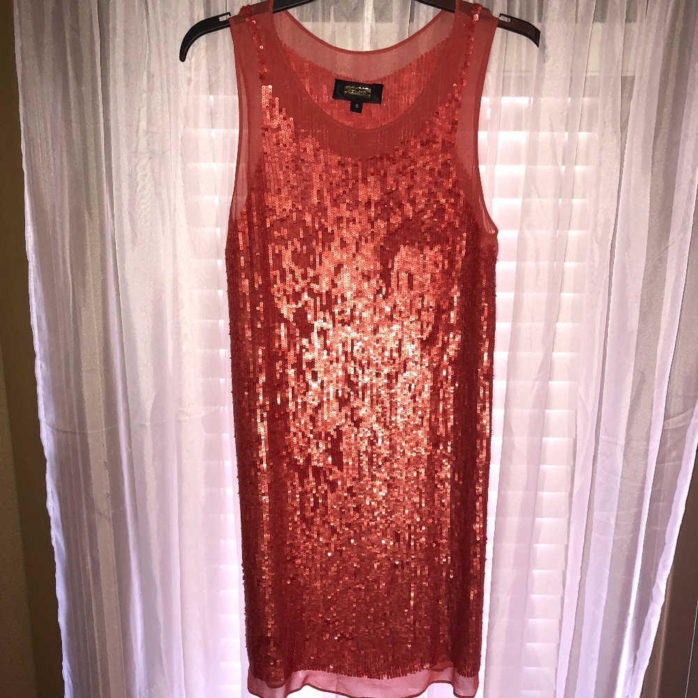 Coral Sequin Chiffon Dress • S • Alexia Admor